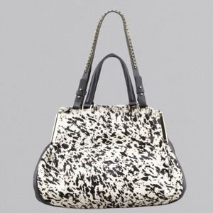 Halston Heritage Double-Handle Calf Hair Satchel 